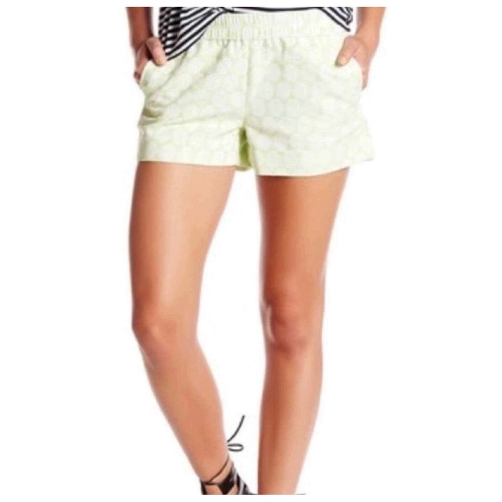 J.Crew Boardwalk Shorts Suzy Circles Lime Green White Textured Size 2